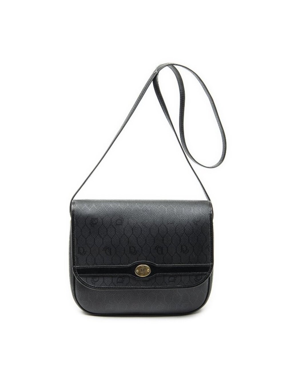 Dior Vintage Flap Bag Crossbody Black Honeycomb Canvas